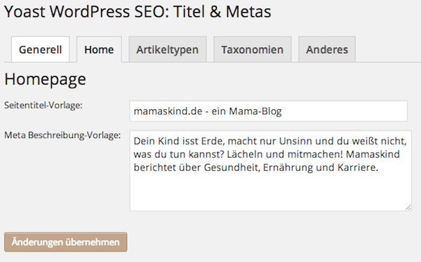 Titles und Meta Description - mamaskind.de