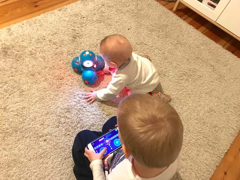 Das Kleinkind und Baby spielen mit dem Dash - mit meiner Hilfe | Mehr Infos zum programmierbaren Roboter auf Mamaskind.de
