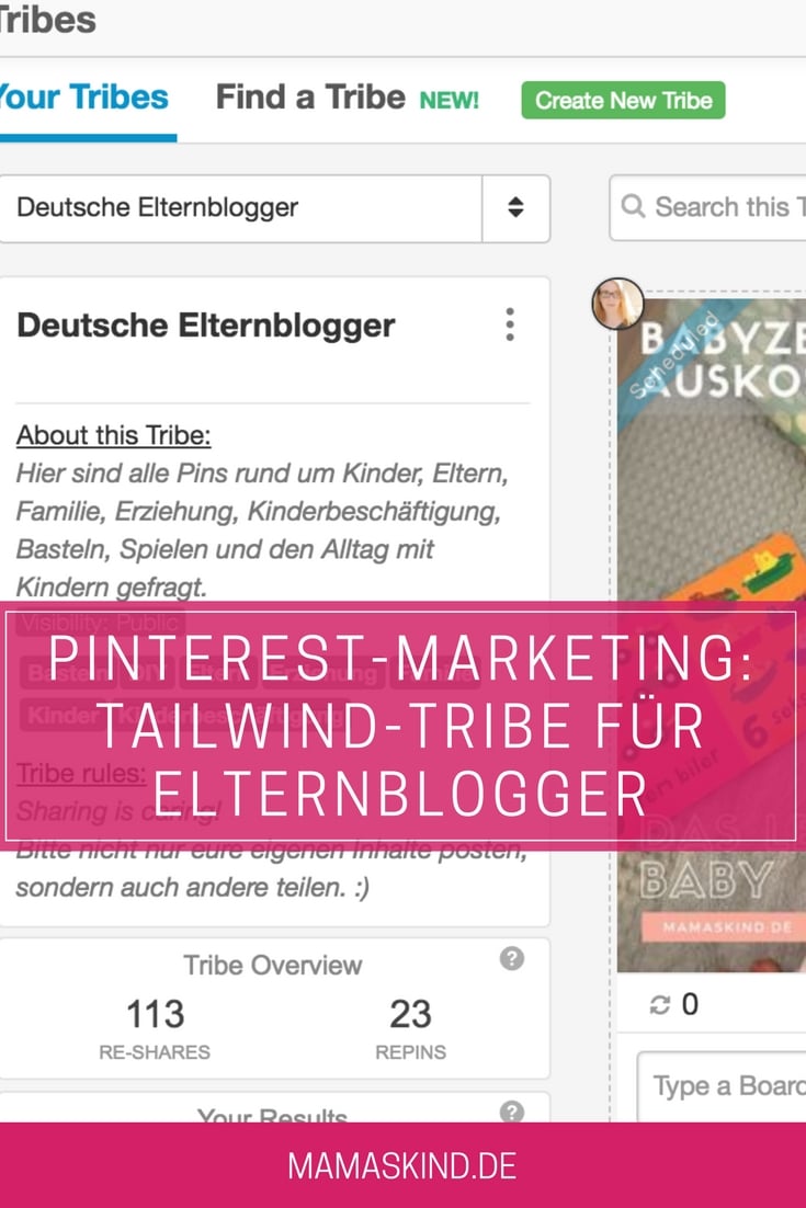 Pinterest-Marketing: Tailwind-Communities für Elternblogger | Mehr Infos zu den Tailwind-Tribes gibt es auf Mamaskind.de