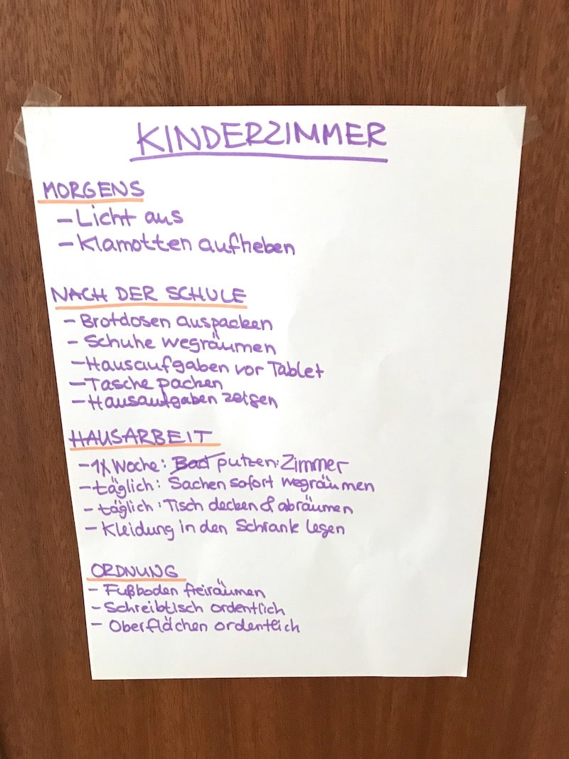 Ordnungsplan für das Kinderzimmer | Diese Aufgaben muss mein Sohn im Haushalt und nach der Schule erledigen | Mehr Infos auf Mamaskind.de