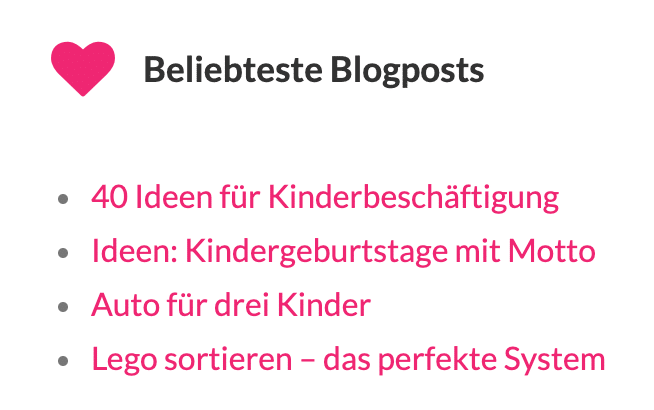 Beliebteste Blogposts: Landingpage einfügen - Mamaskind.de