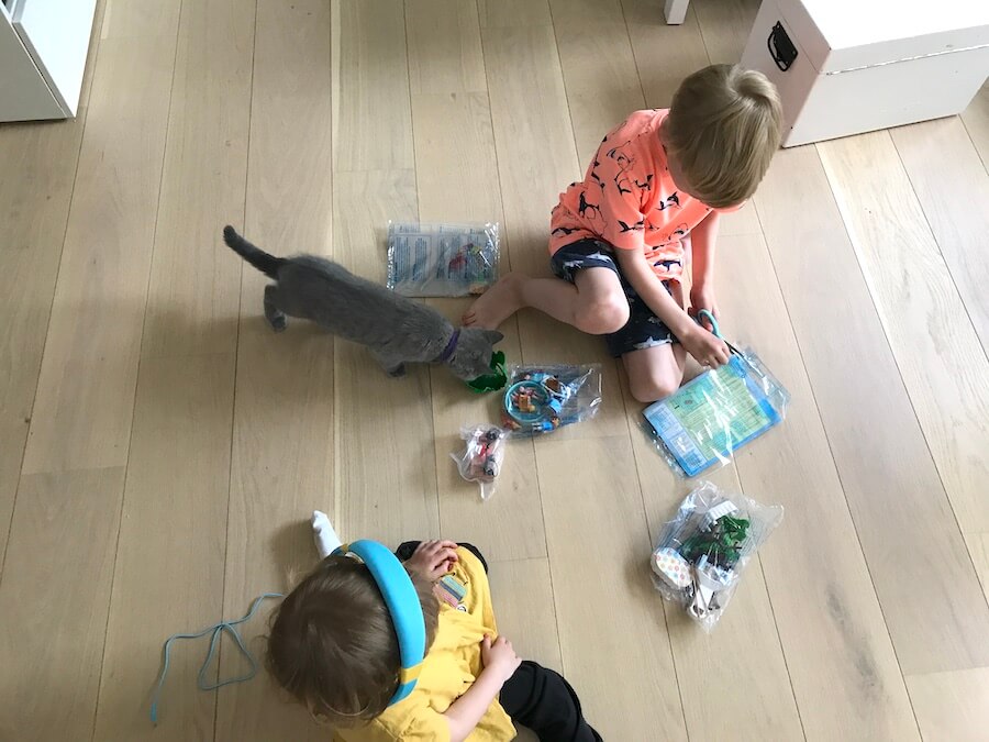 Gemeinsam packen die Kinder das neue Playmobil aus. Pippa macht mit. - Mamaskind.de