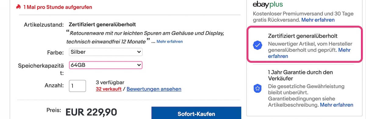 eBay B-Ware Center - Produkt ist zertifiziert generalüberholt - Mamaskind.de